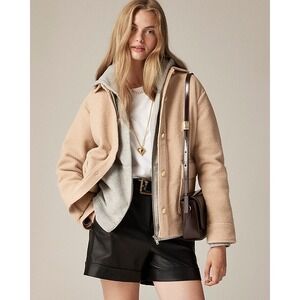 J.Crew‎ Boucle Shirt Jacket in Sand Size Small Minimalist Layering Effortless